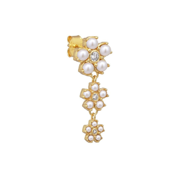 Poppy 18K Forgyldt Stud m. Zirkoner & Perler