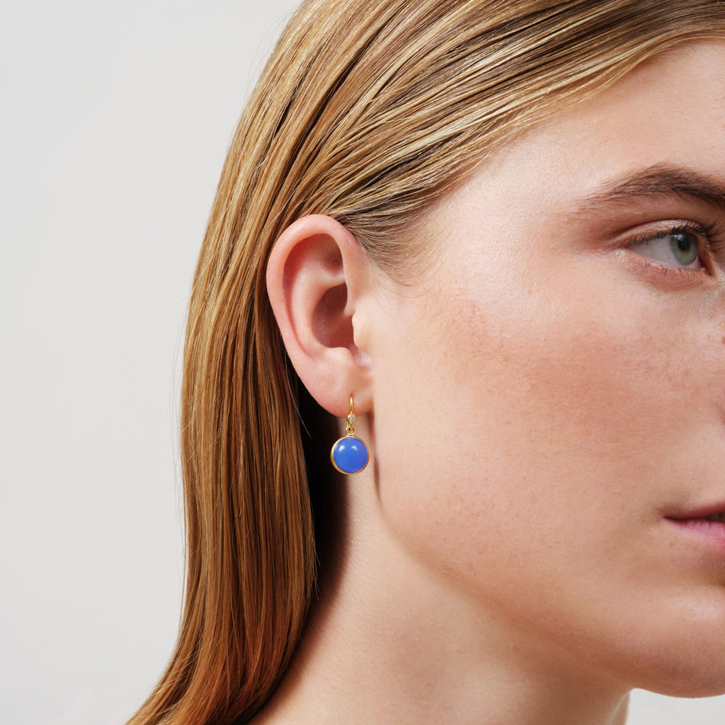 Prime Gold Plated Earrings w. Royal Blue Zirconia & Crystal