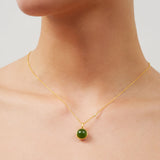 Prime Gold Plated Pendant w. Moss Green Crystal