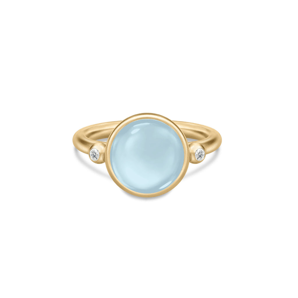 Prime Gold Plated Ring w. Milky Aqua Zirconia & Crystal