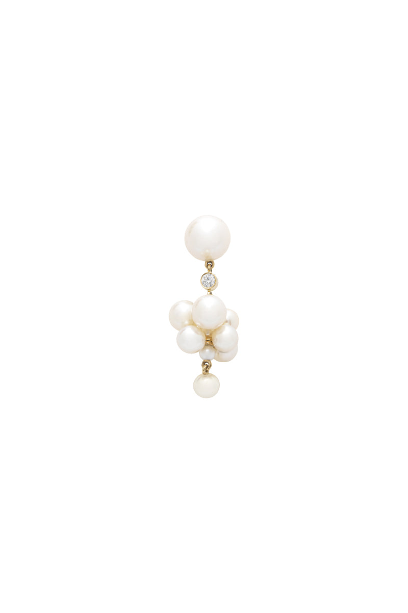 Botticelli Diamant Single 14K Guld Ørering m. Perle & Diamant