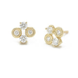 Quartet 14K Gold Studs w. Diamonds