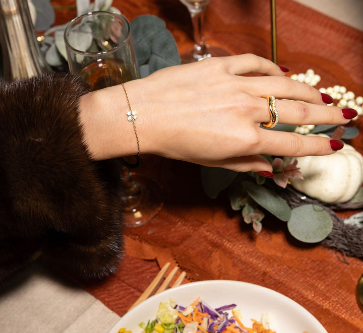 Quartet 14K Gold Bracelet w. Diamonds