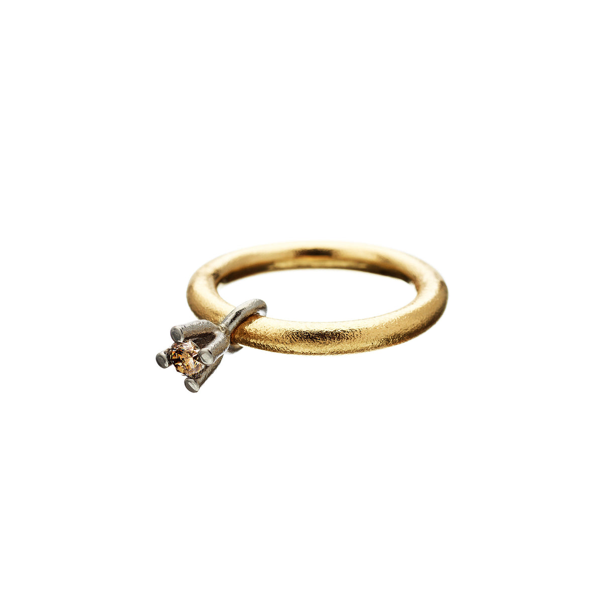 Belle 0,20ct Kaffe 18k Guld & Hvidguld Ring m. Diamant