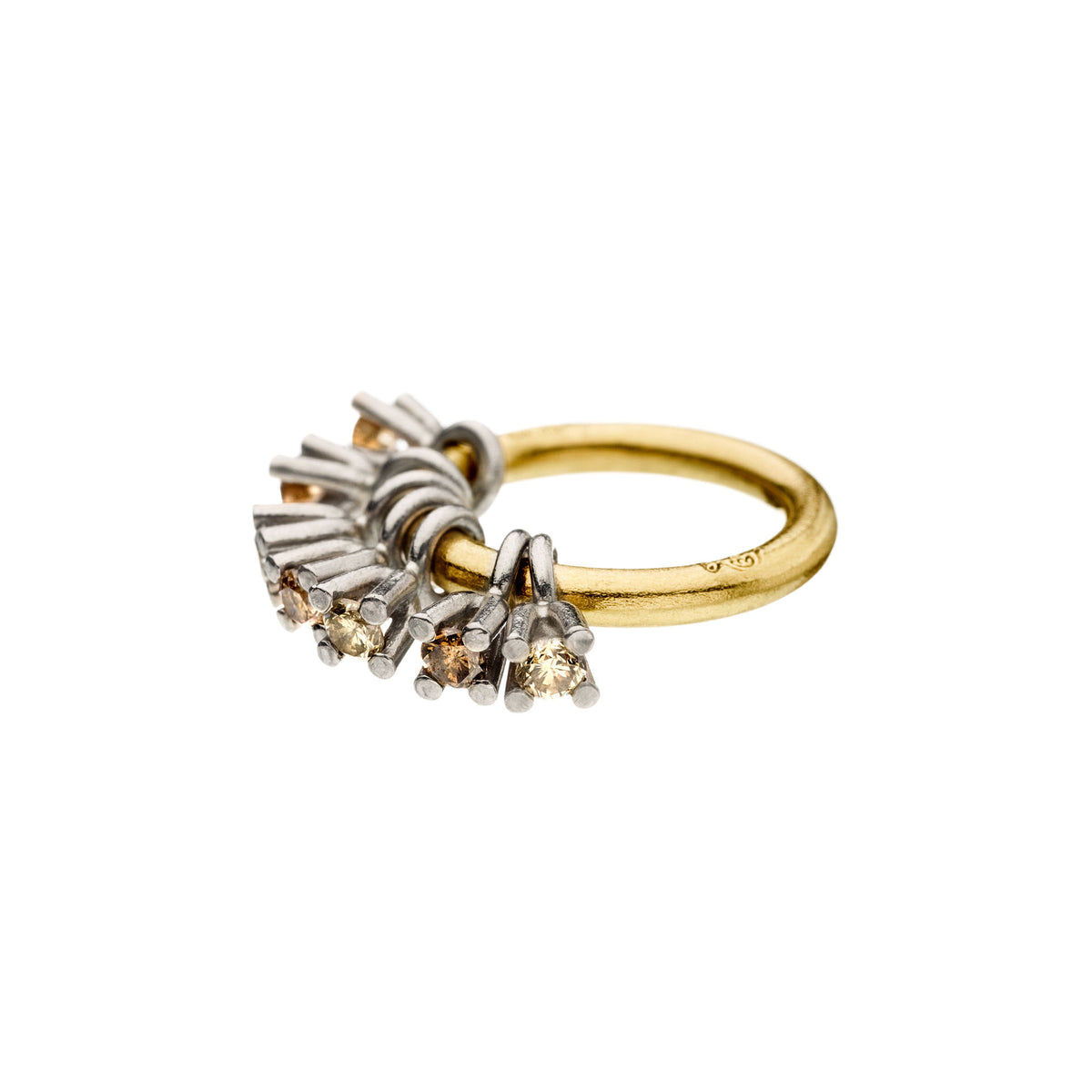 Belle 1,40ct kaffe 18k Guld & Hvidguld Ring m. Diamant