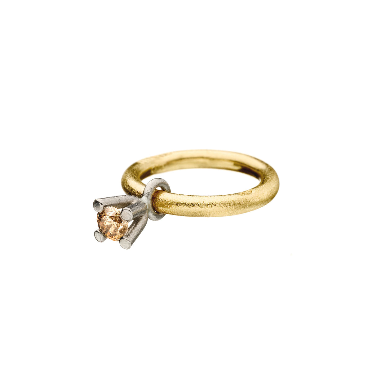 Belle 0,50ct Kaffe 18k Guld & Hvidguld Ring m. Diamant