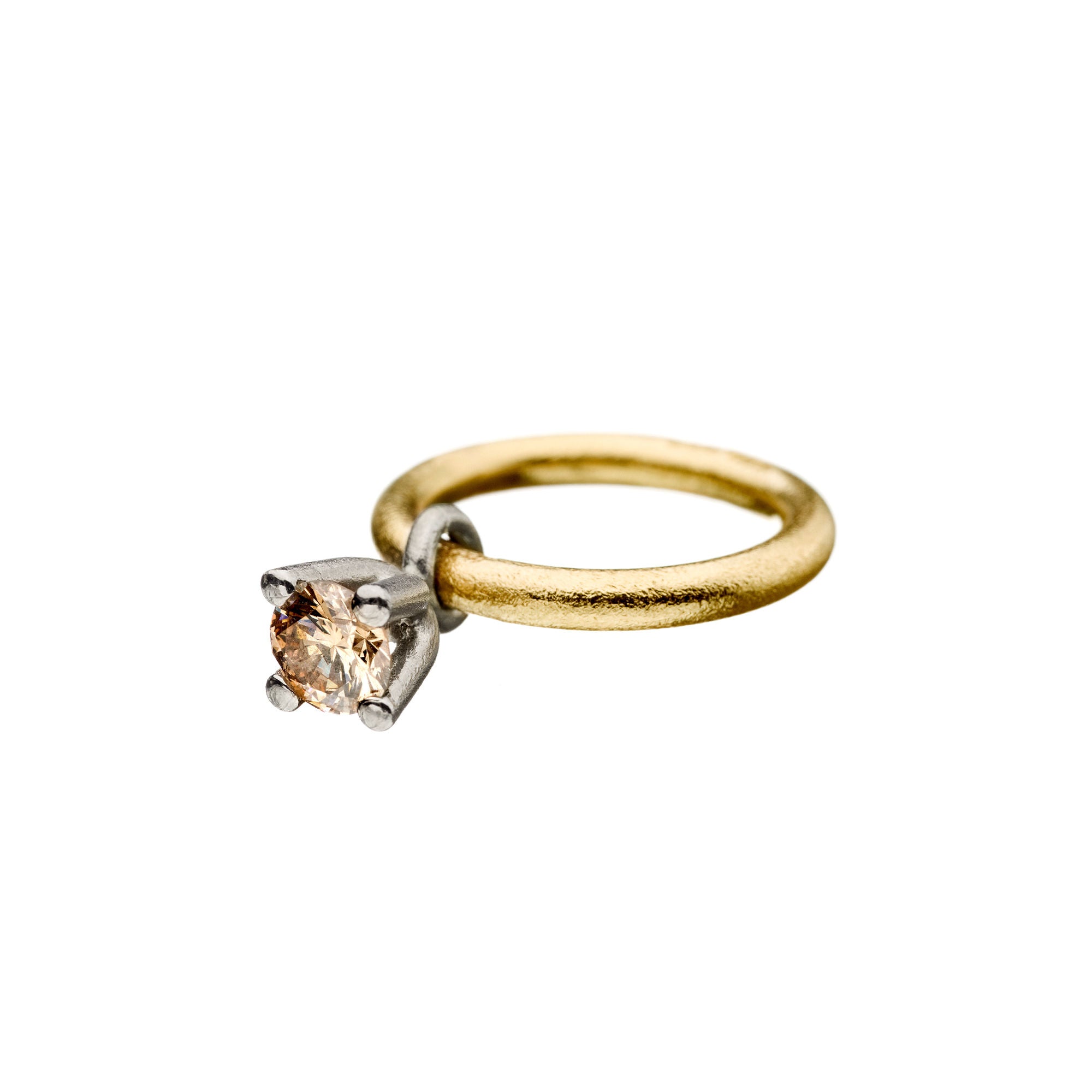 Belle 1,00ct Kaffe 18k Guld & Hvidguld Ring m. Diamant