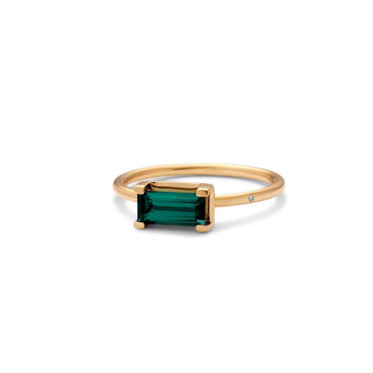 Nord Green 18K Gold Ring w. Tourmaline & Diamond
