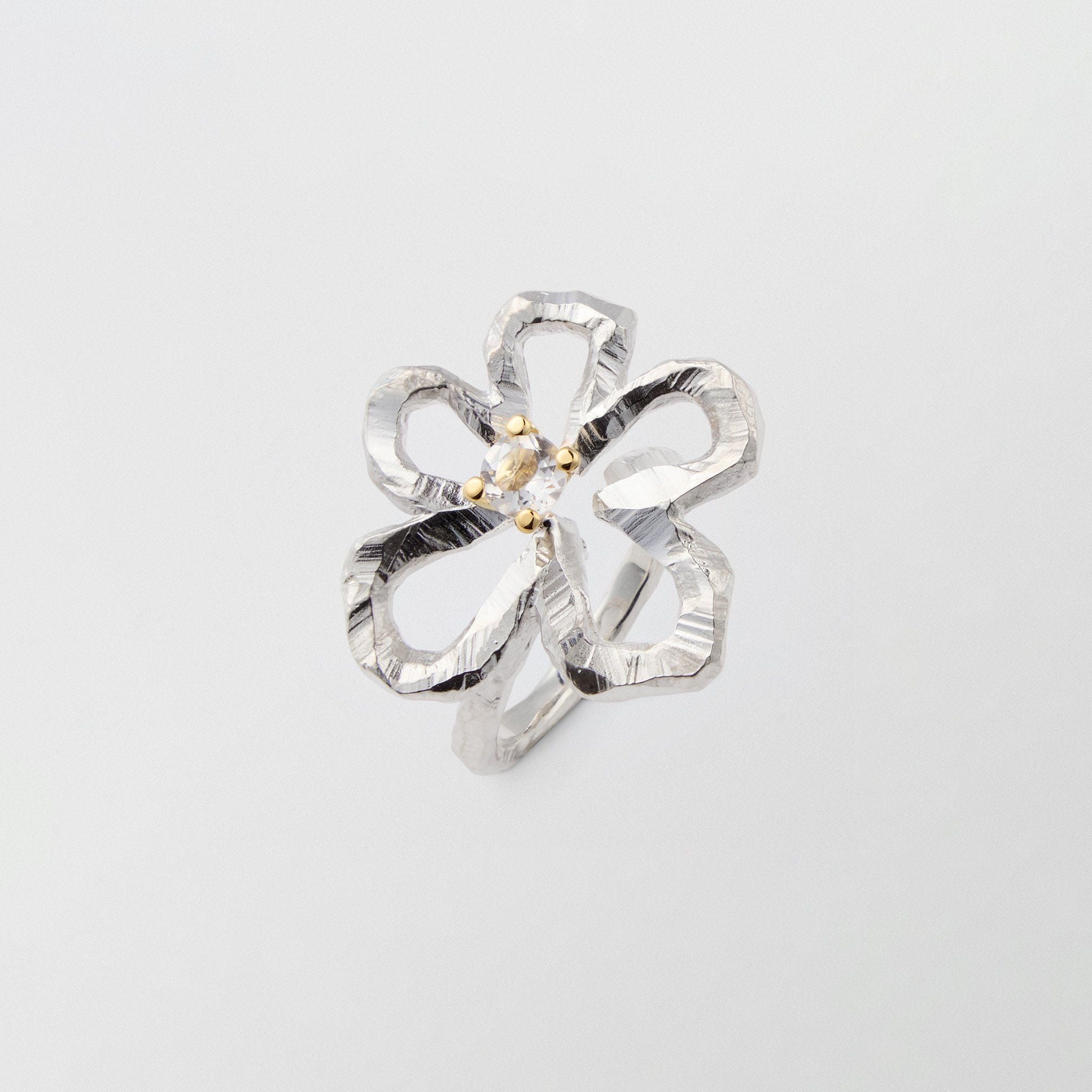 Swedish Summer 18K Gold & Silver Ring w. Rock Crystal