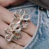 Swedish Summer 18K Gold & Silver Ring w. Smoky Quartz