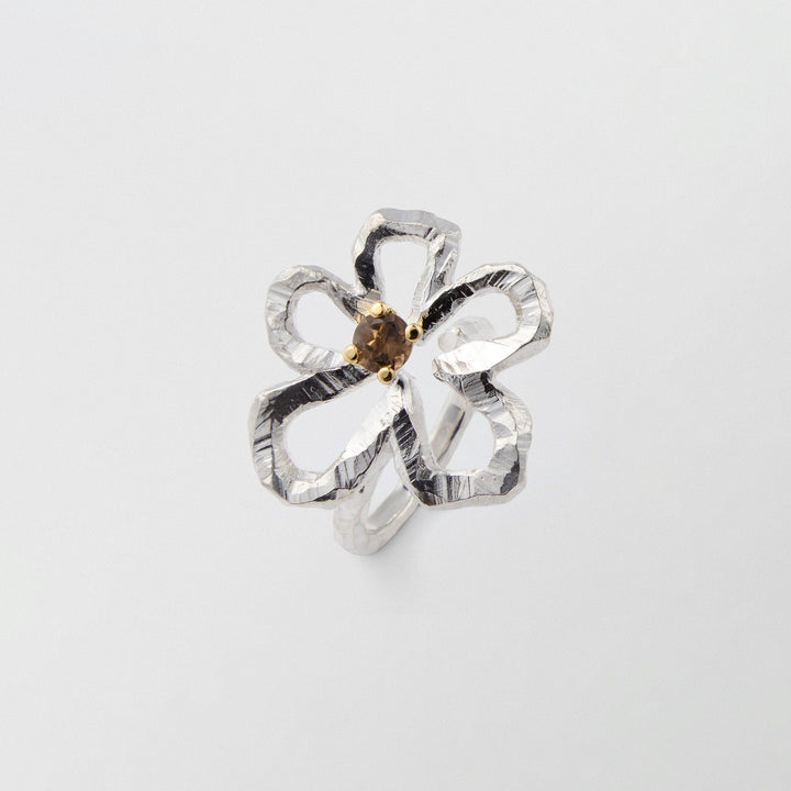 Swedish Summer 18K Gold & Silver Ring w. Smoky Quartz