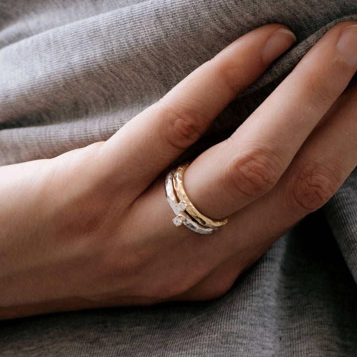 Ringo 18K Gold & Silver Ring w. White Diamond