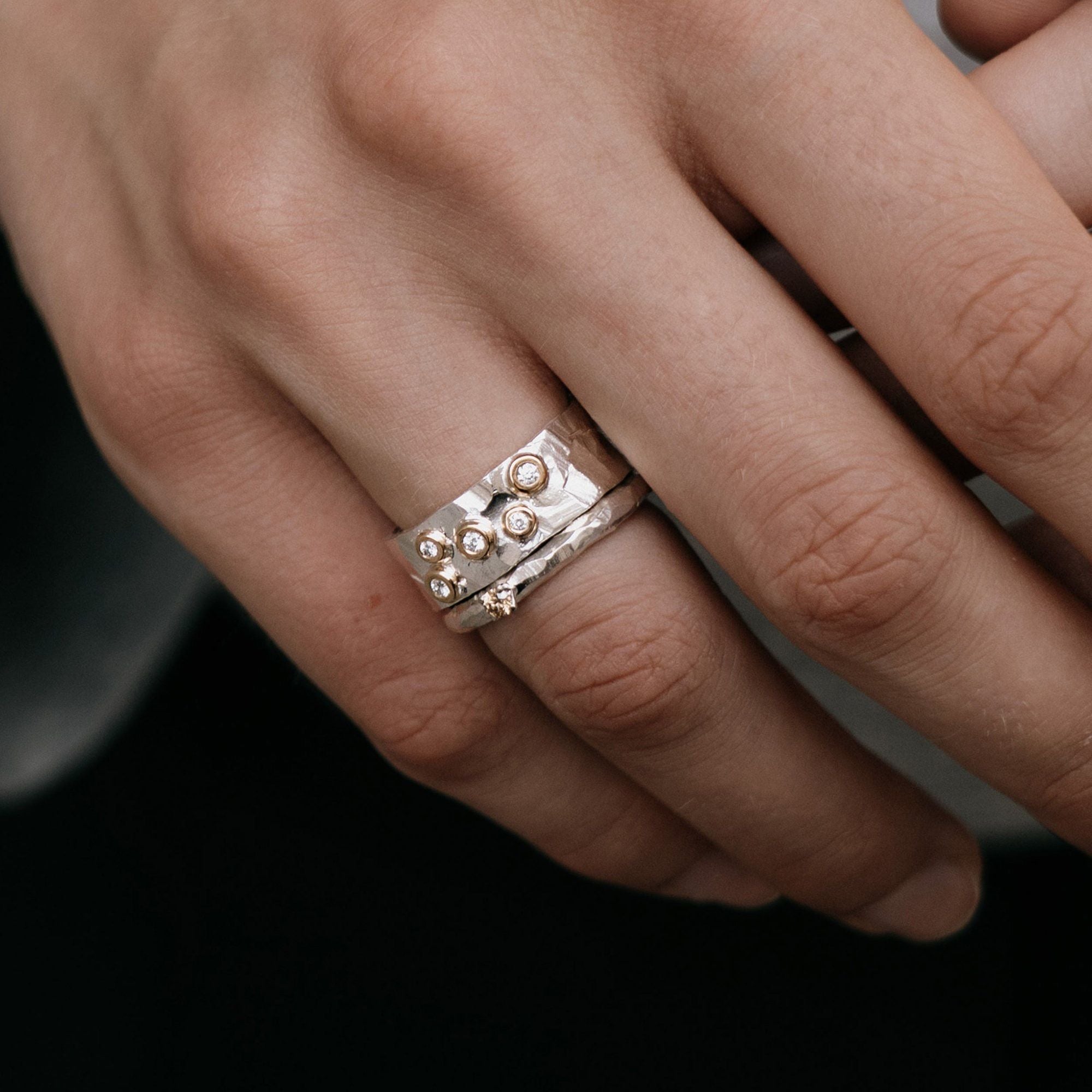 Ringo 18K Gold & Silver Ring w. Diamonds