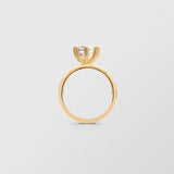 Cocktail 18K Gold Ring w. 8mm Crystal