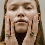 Cocktail 18K Gold Ring w. 8mm Crystal