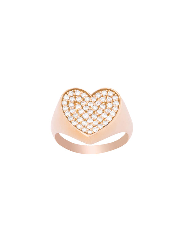 Heart 18K Gold, Whitegold or Rosegold Ring w. Diamonds
