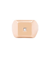 Square 18K Gold, Whitegold or Rosegold Ring w. Diamonds