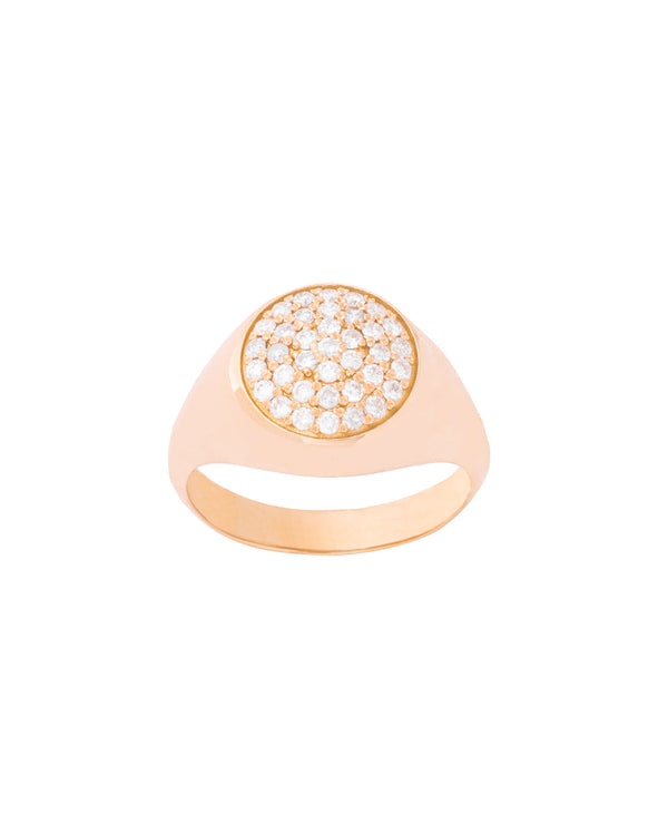 Round Pinky 18K Gold, Whitegold or Rosegold Ring w. Diamonds