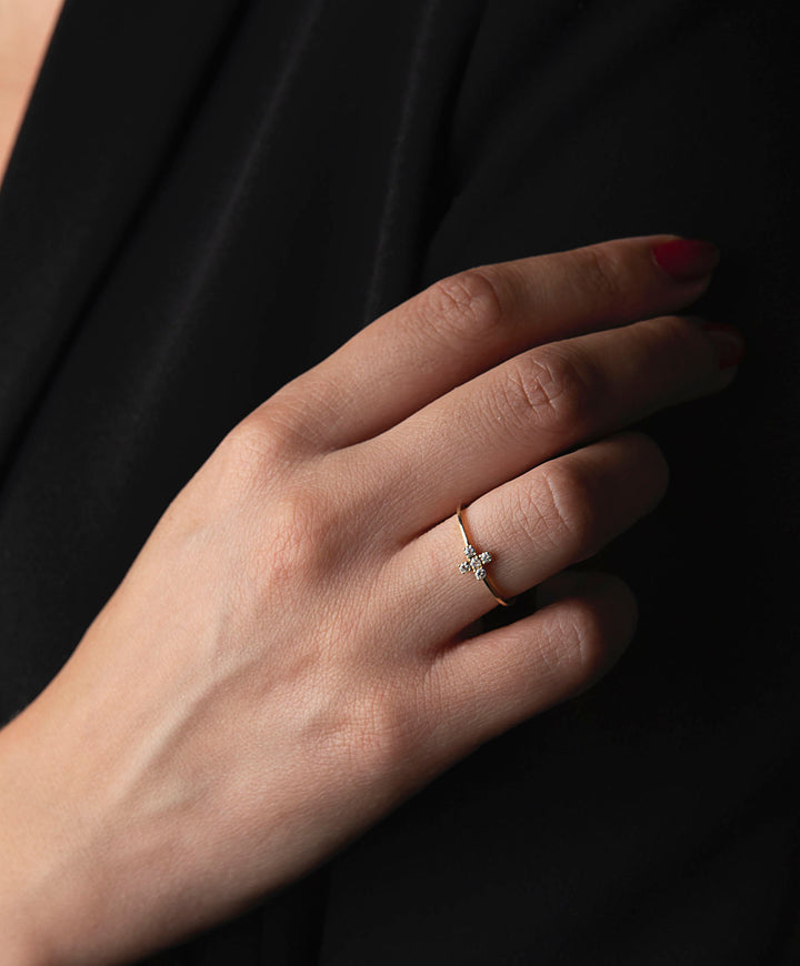 Double Face 18K Guld, Hvidguld eller Rosaguld Ring m. Diamanter