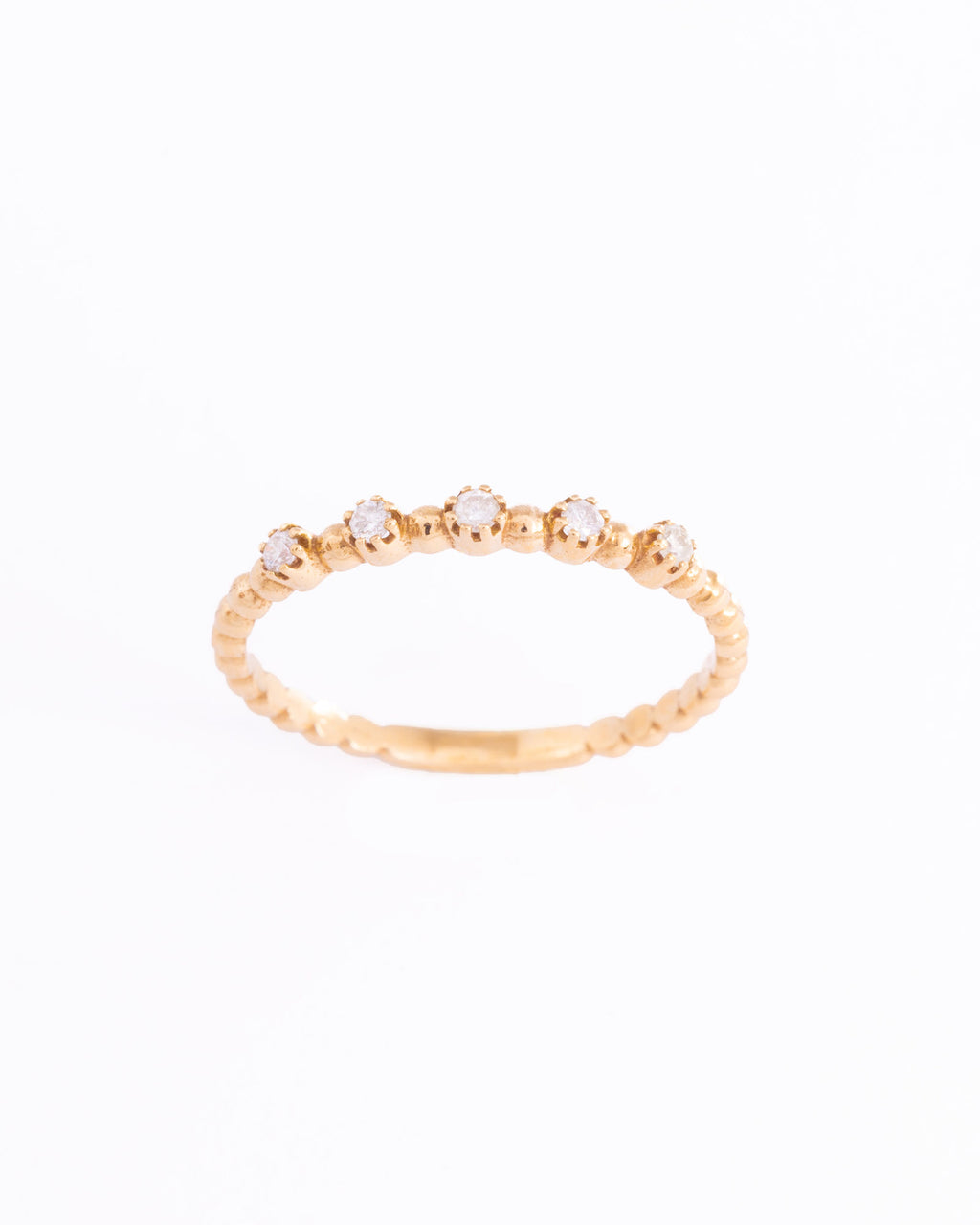 Fem Sten 18K Guld, Hvidguld eller Rosaguld Ring m. Diamanter