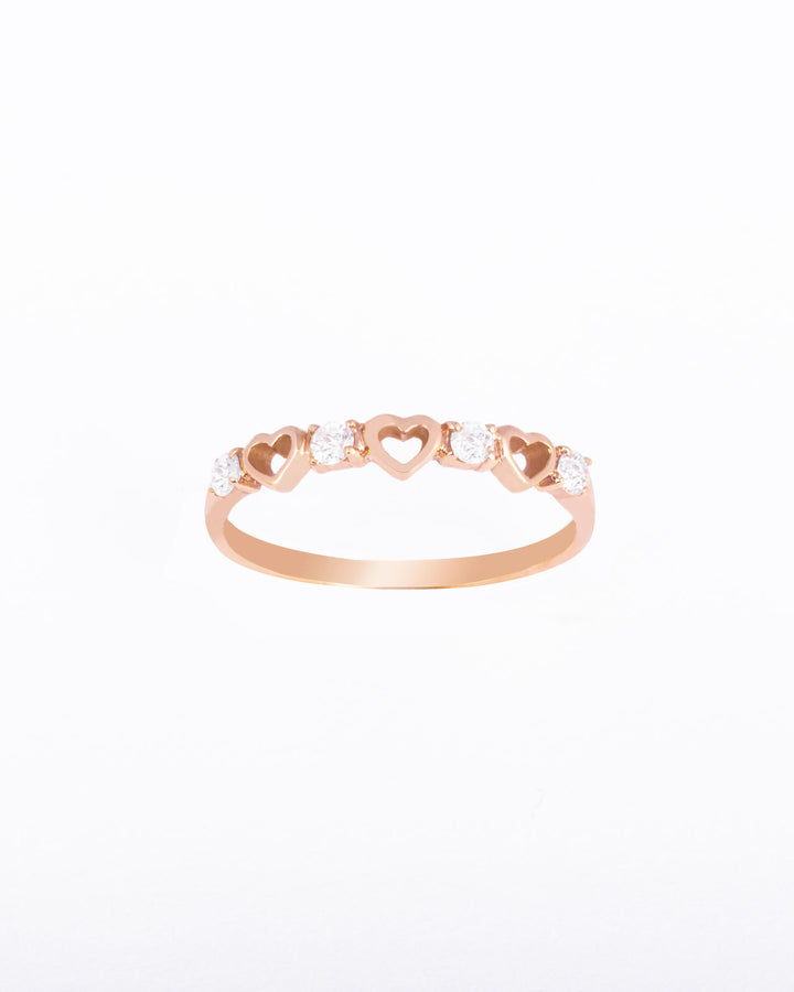 Hearts 18K Gold, Whitegold or Rosegold Ring w. Diamonds
