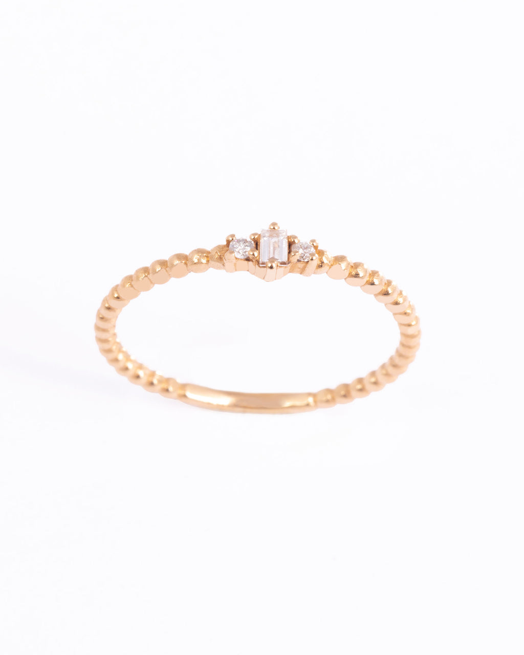 Baguette 18K Guld, Hvidguld eller Rosaguld Ring m. Diamanter