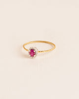 Rosette 18K Gold Ring w. Diamonds & Rubies