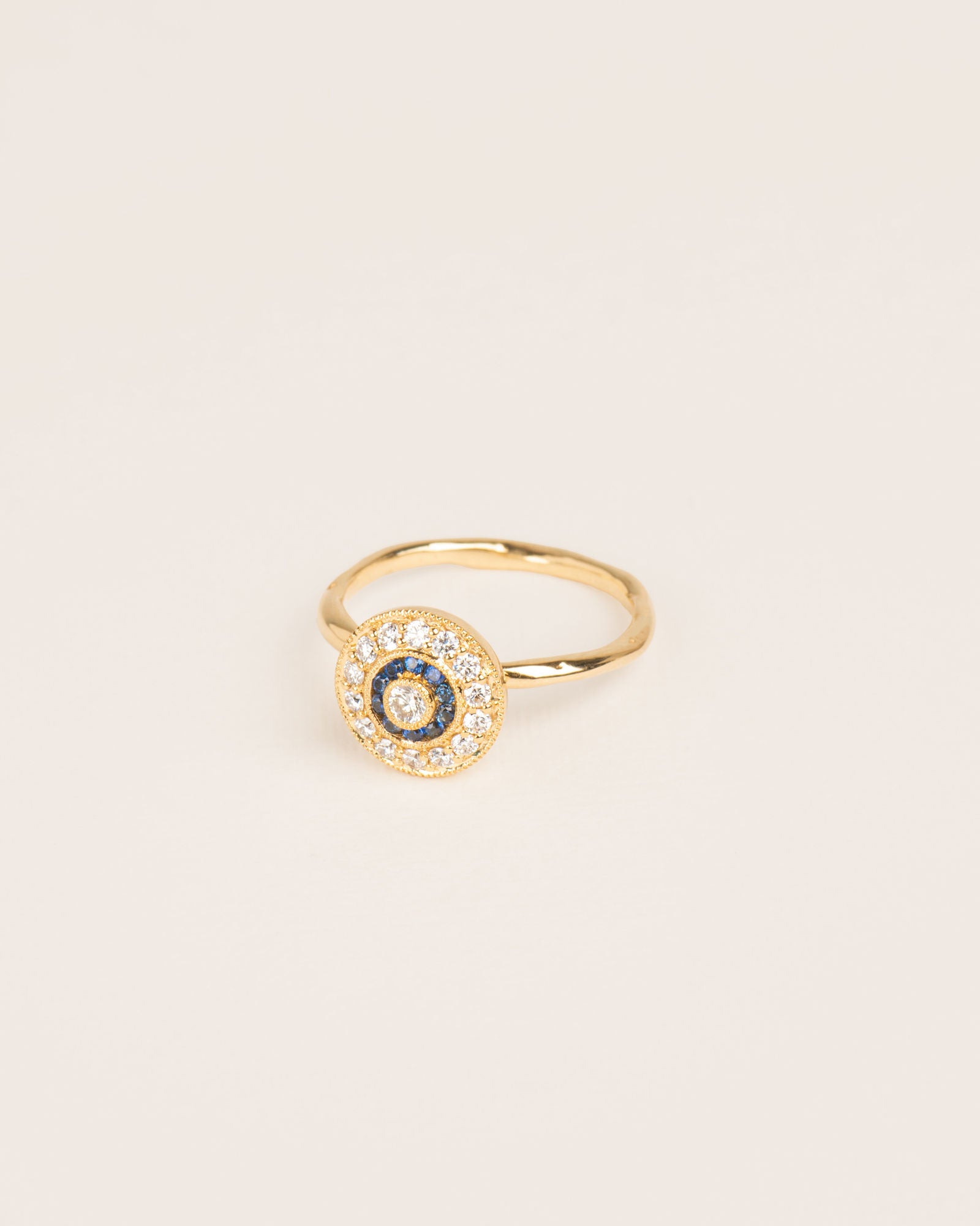 Rosas 18K Gold Ring w. Diamonds & Sapphires