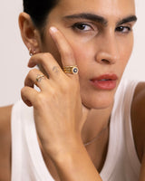 Rosas 18K Gold Ring w. Diamonds & Sapphires