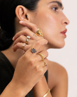 Philidor Roterende Skakbræt 18K Guldring m. Diamanter & Safirer