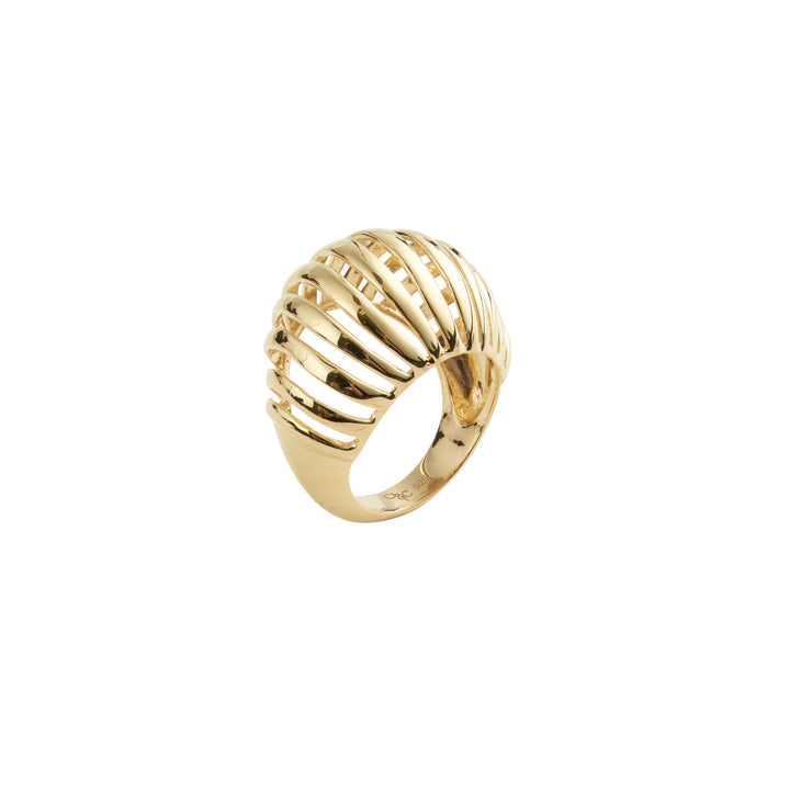 Gerippte Leere Gold Vermeil Ring