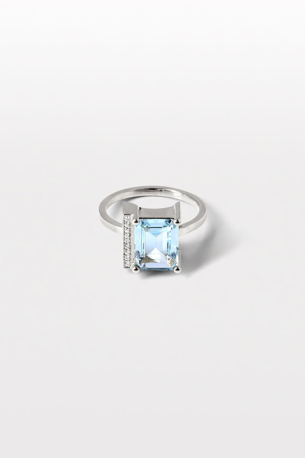 Glanz 20 18K Whitegold Ring w. Diamant & Aquamarine