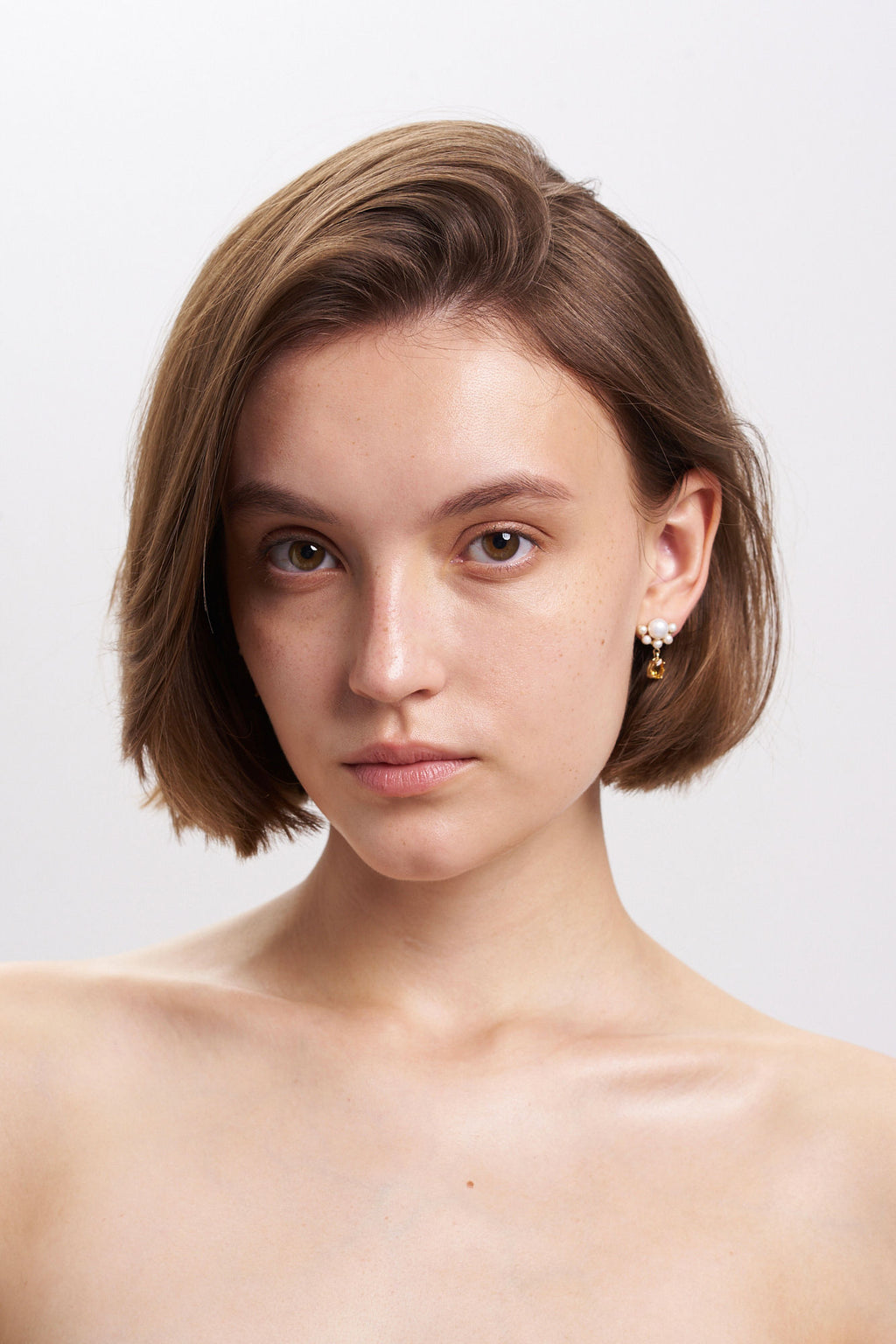 MIRIAM 9k Gold Earrings w. Citrin & Pearl