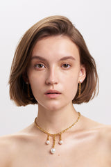 MALKA 9k Gold Earrings w. Citrins & Pearls