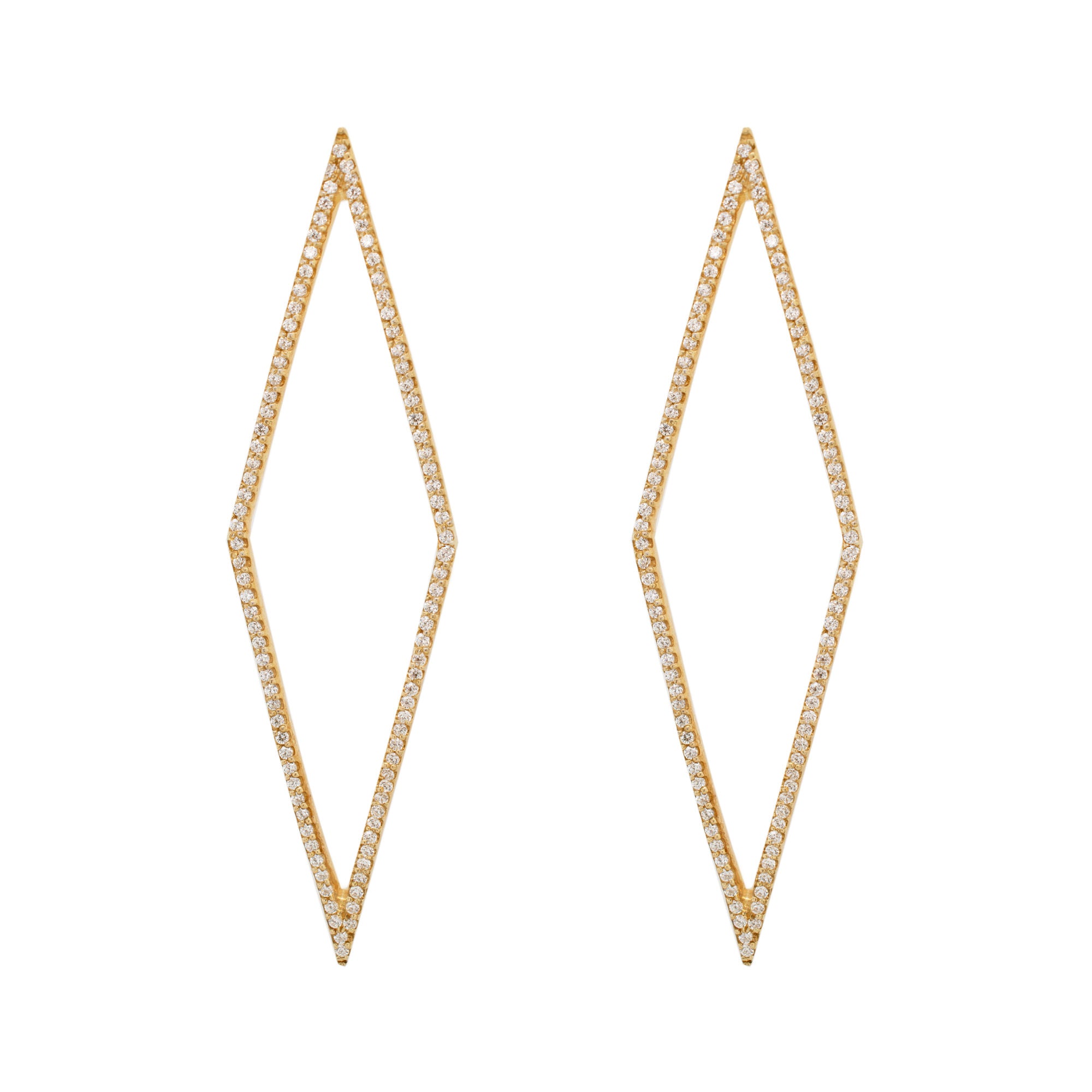 Rhomb Gold Plated Earrings w. Zirconia