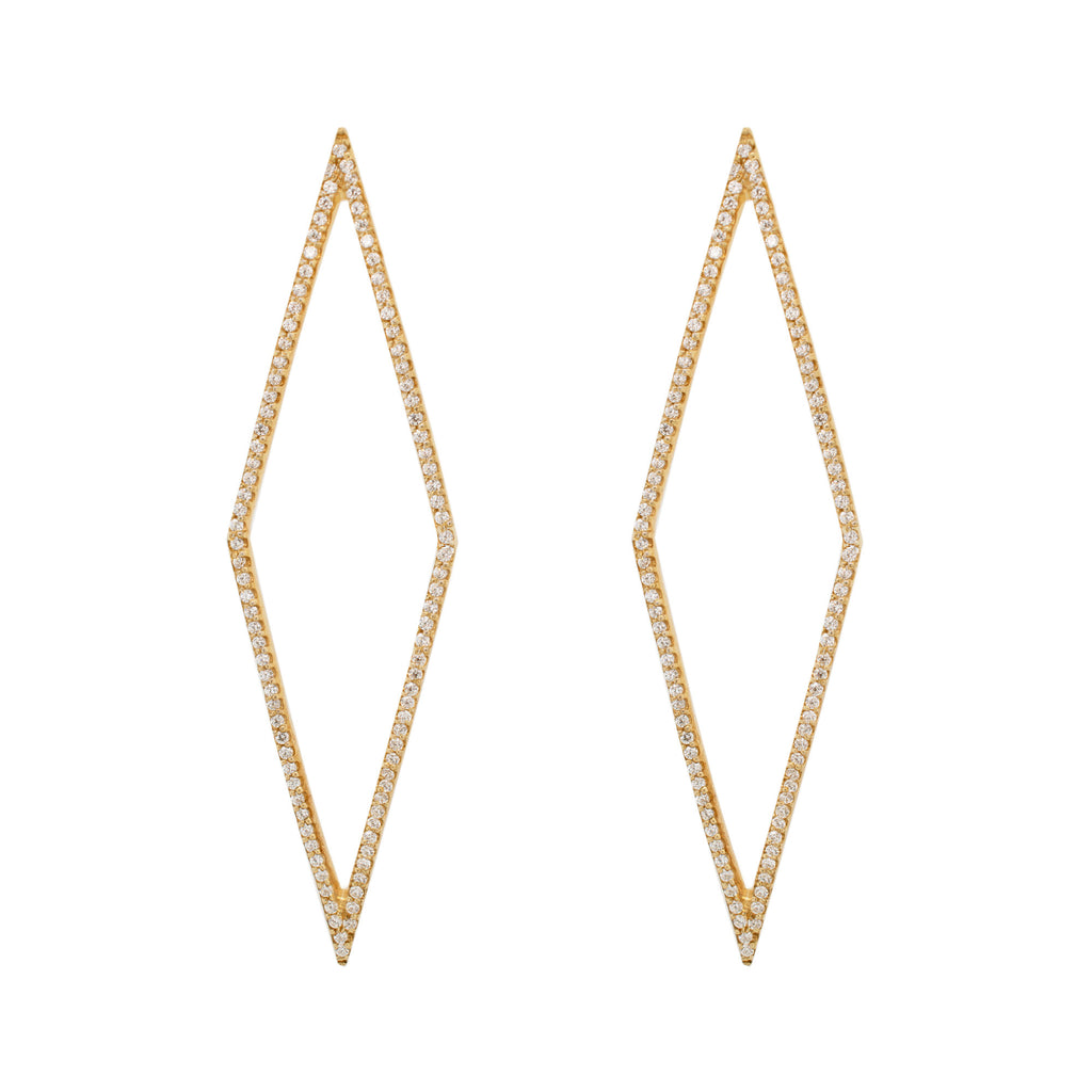 Rhomb Gold Vermeil Earrings w. Zirconia
