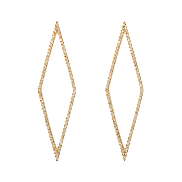 Rhomb Guld Vermeil Øreringe m. Zirkon