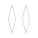 Rhomb White Rhodium on Silver Earrings w. Zirconia