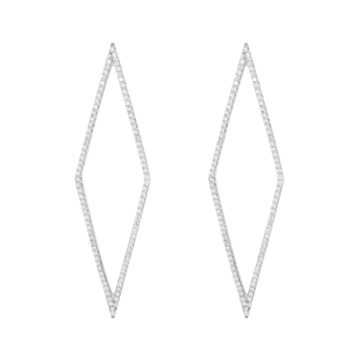 Rhomb Hvid Rhodium på Sølv Øreringe m. Zirkon
