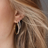 Rock Classic Large 18K Gold Hoop w. White Diamonds