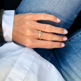 Raw Classic Pointy 18K Gold Ring w. Diamonds