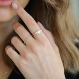 Raw Classic Pointy 18K Gold Ring w. Diamonds