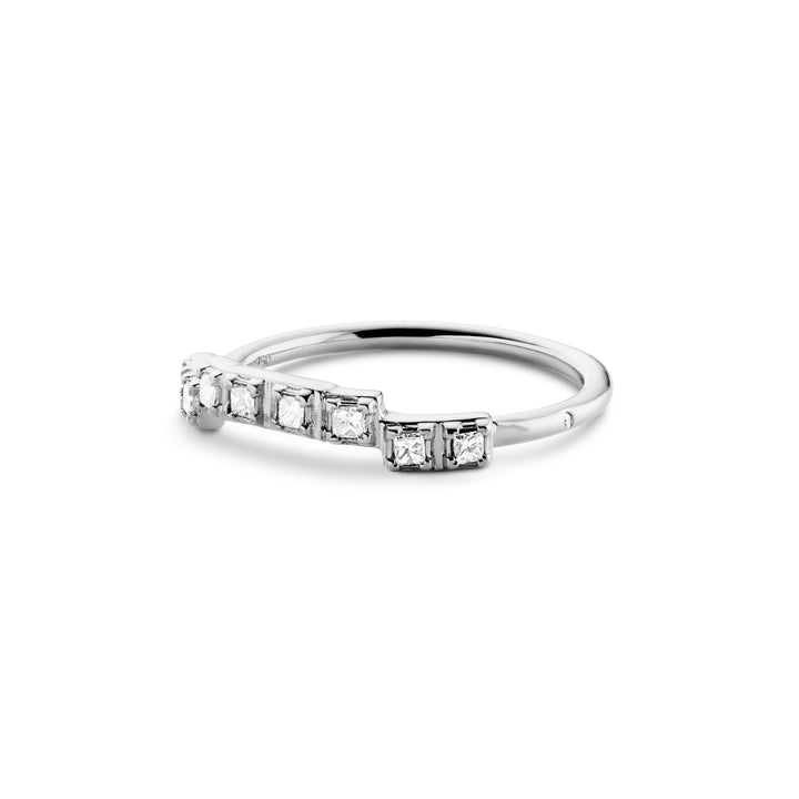 Raw Classic Curve 18K Whitegold Ring w. Diamonds