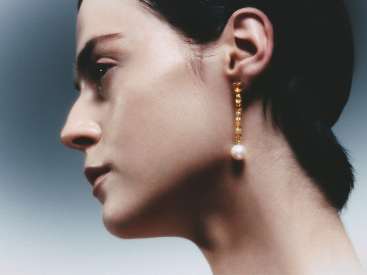 NOYA 9k Gold Earrings w. Citrins & Pearls