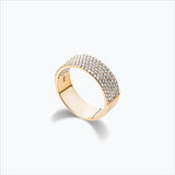 Cigar Band 18K Gold Ring w. Diamonds