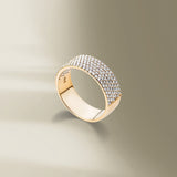 Cigar Band 18K Gold Ring w. Diamonds