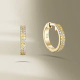 Double Line 18K Gold Hoops w. Diamonds