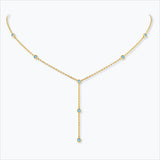 7 Stone 18K Gold Necklace w. Aquamarine