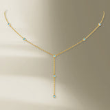 7 Stone 18K Gold Necklace w. Aquamarine