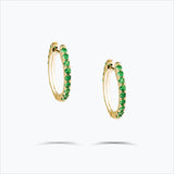Single Line 18K Gold Hoops w. Tsavorite